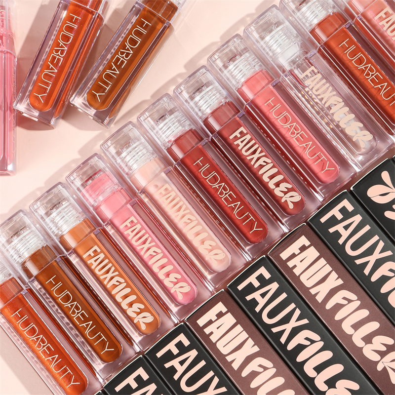 브랜드 뷰티, 인조 필러, 광택 나는, 끈적임 없는 립 - Beauty Huda Makeup 리뷰 및 가격