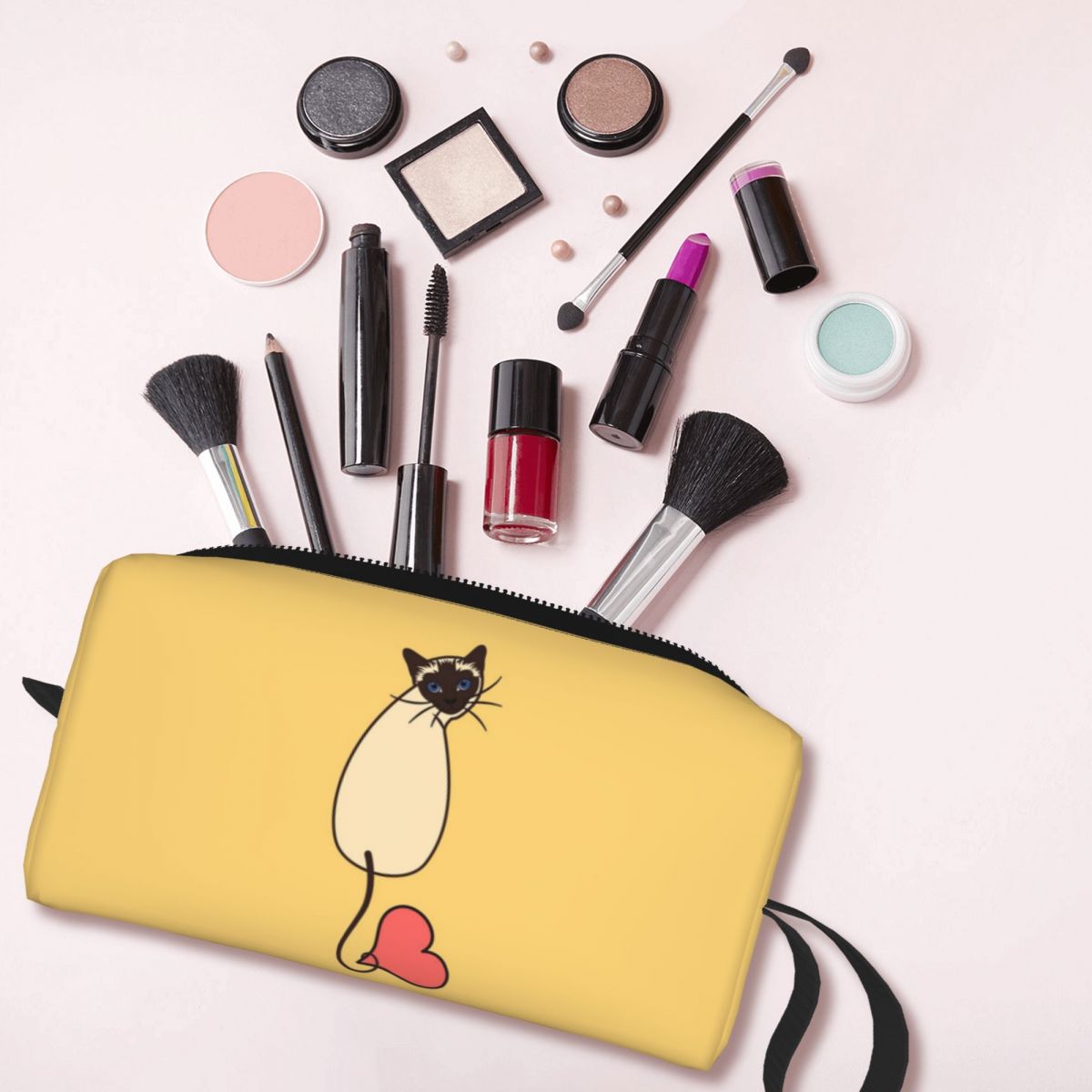 사랑스러운 샴 고양이-옐로우 메이크업 가방 화장품 정리 - Beauty Love Makeup 리뷰 및 가격